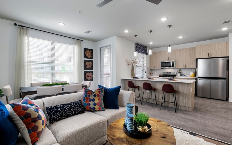 Living room and kitchen